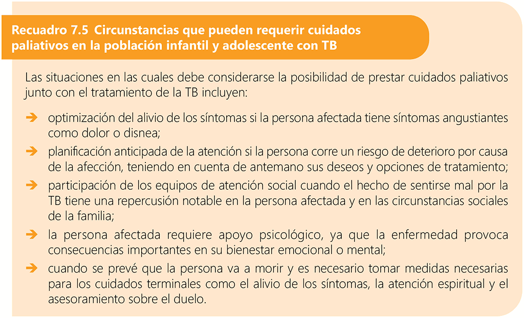 Box 7.5 Circumstances that may require palliative care in children and adolescents with TB