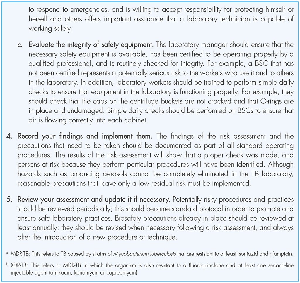 How to conduct a procedural risk assessment for a tuberculosis (TB) laboratory