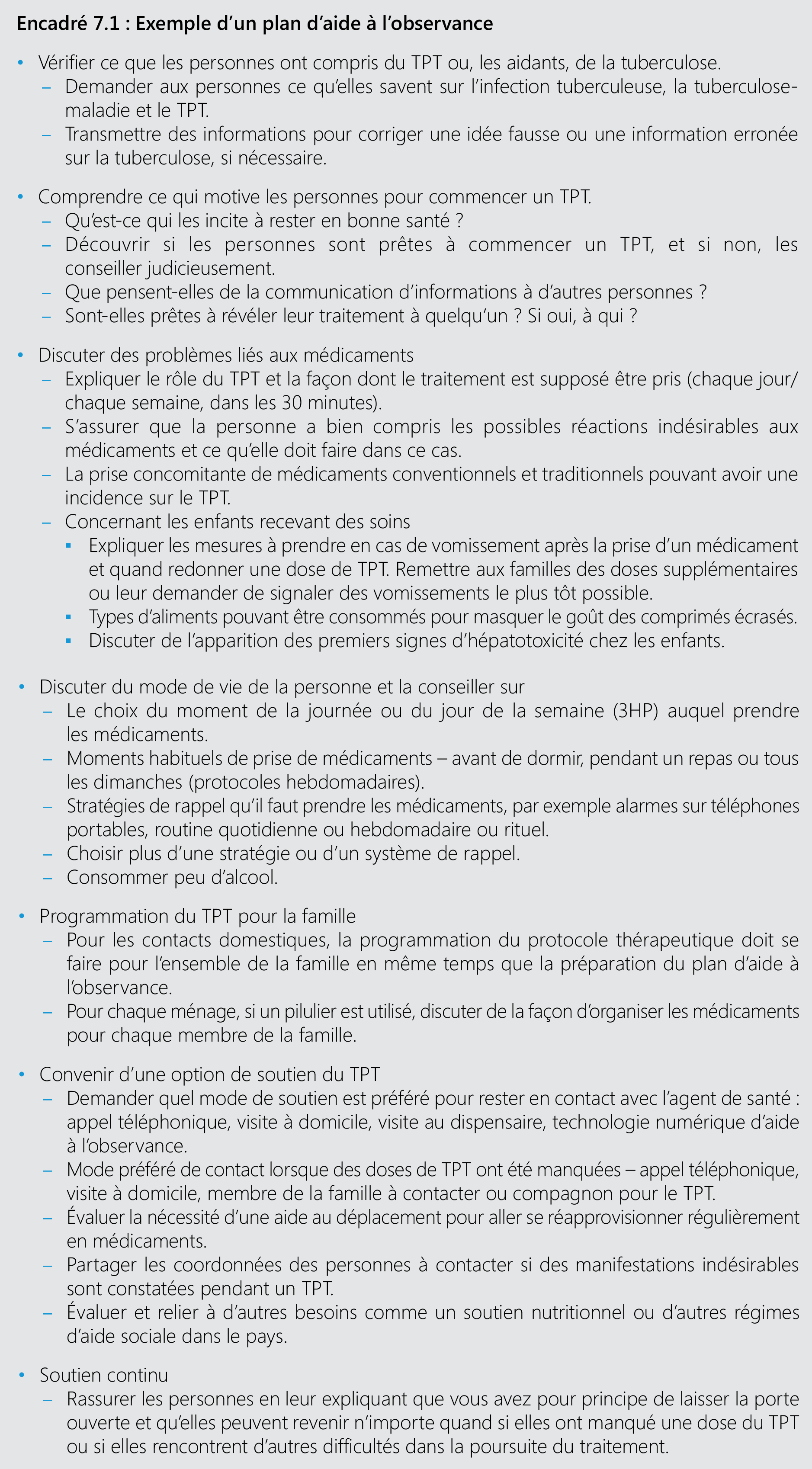  Example of an adherence plan