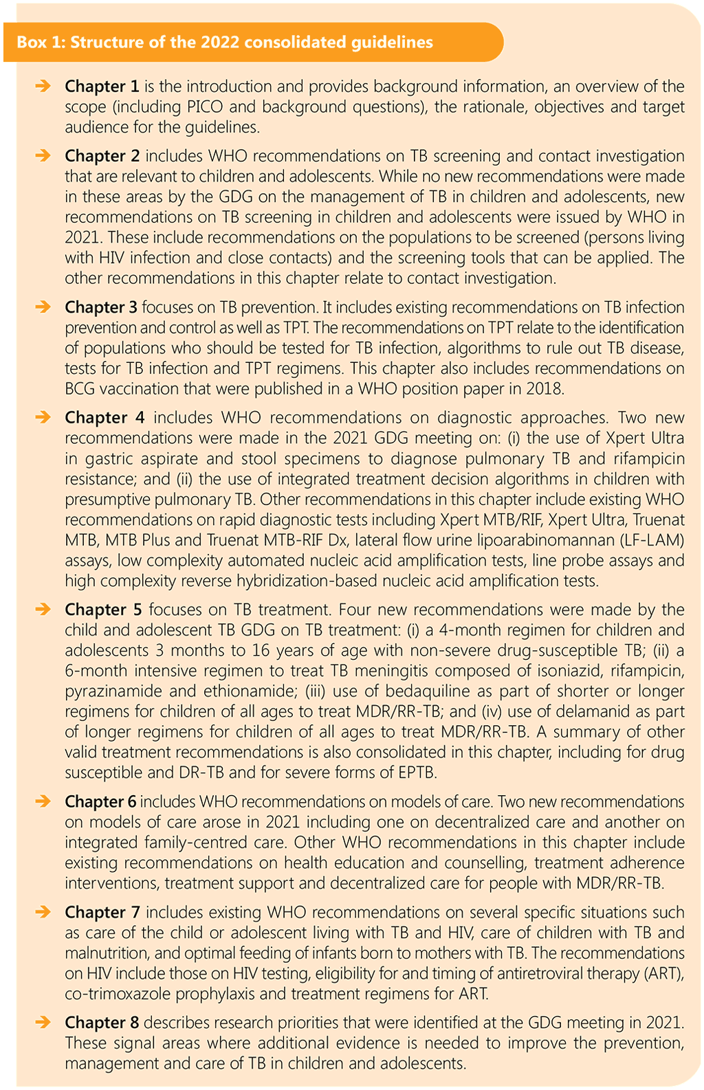 Structure of the 2022 consolidated guidelines