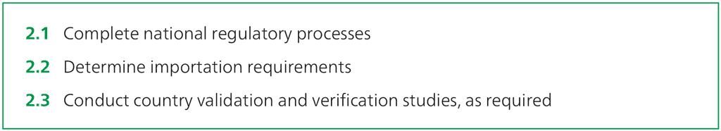 4.2.2 Area 2 – Regulatory approval and importation of products 